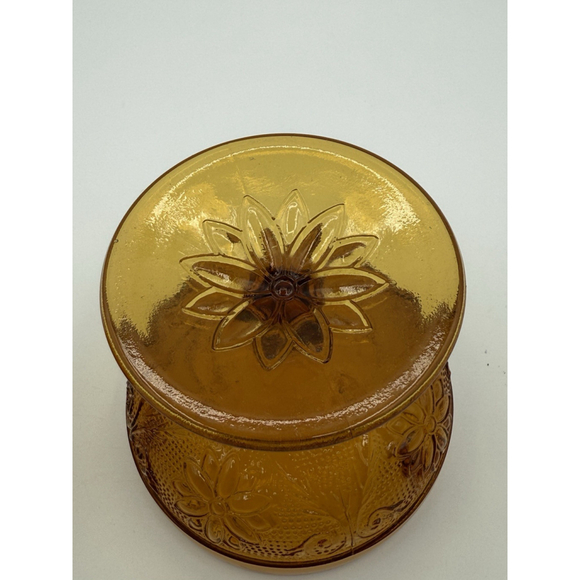 Vintage Indiana Glass Tiara Fairy Lamp Amber Color Sandwich Pattern - Picture 9 of 10